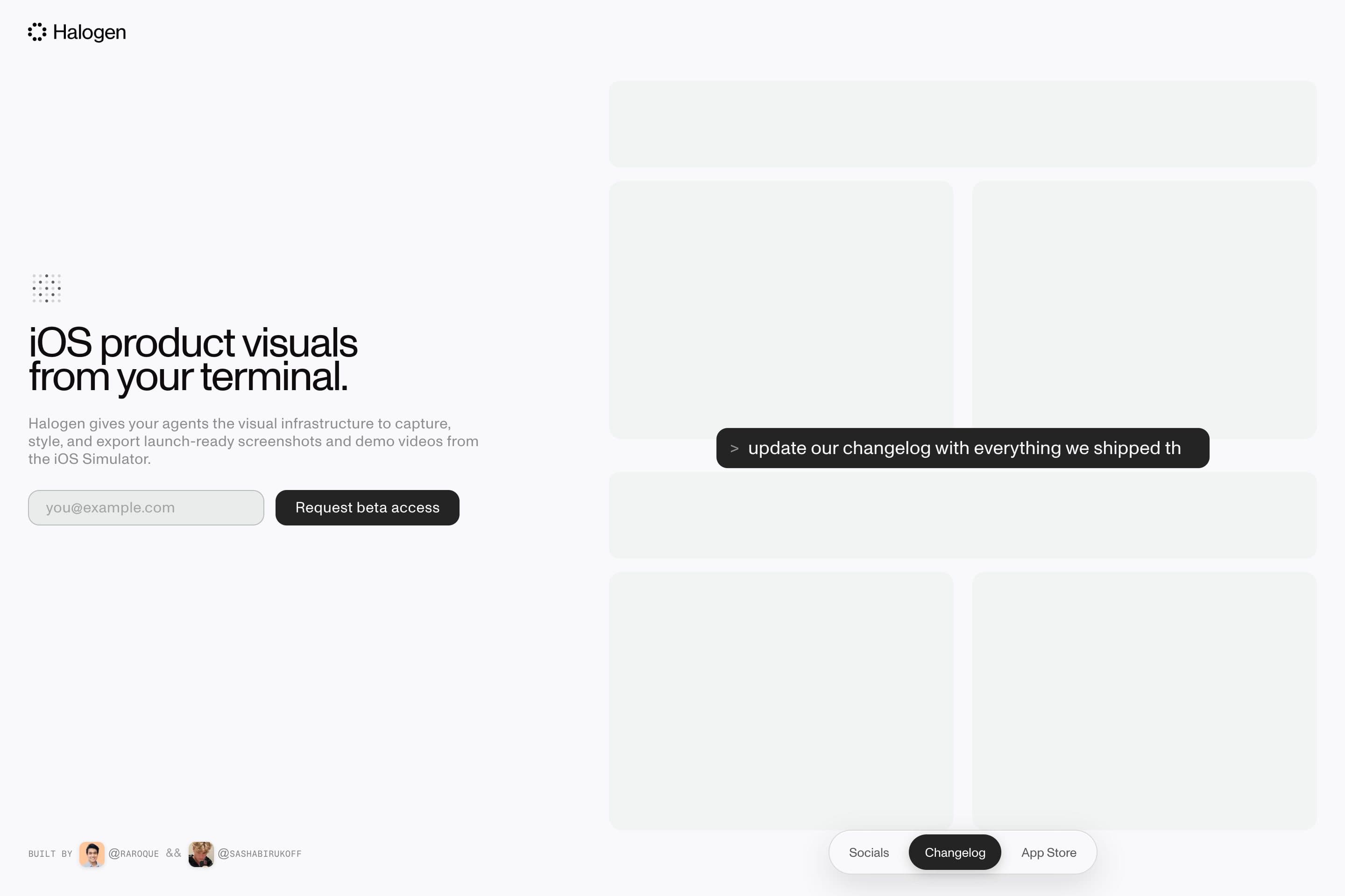 Halogen landing page