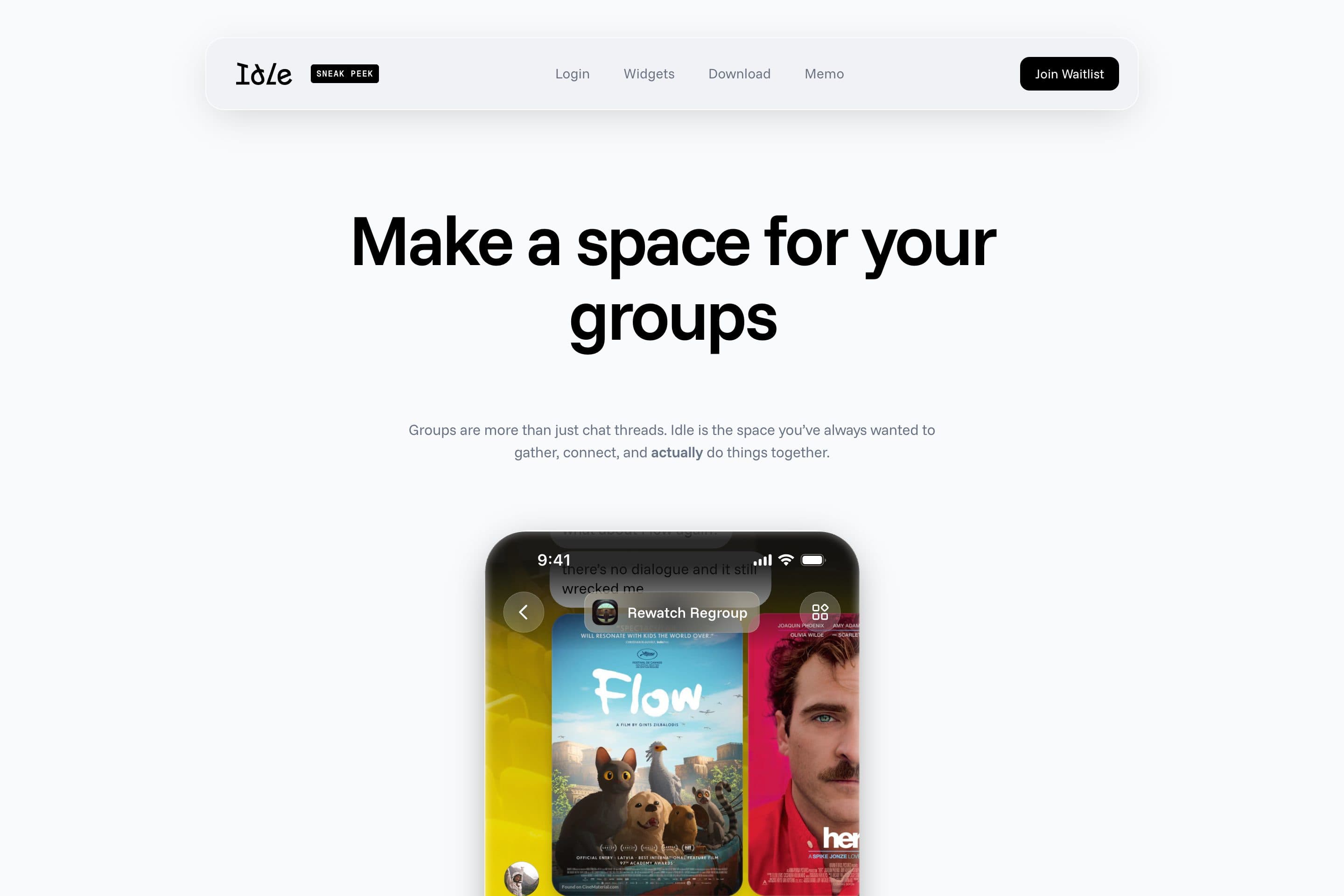 Idle landing page